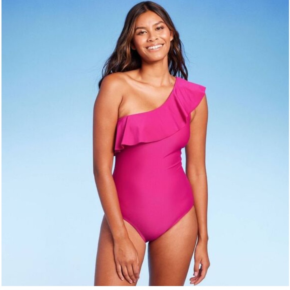 NWT Kona Sol One-Shoulder Pink Swimsuit